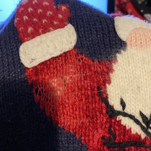 Northern Isles Christmas Knit Sweater Large Santa Navy Rudolph Reindeer Ugly - Picture 2 of 9